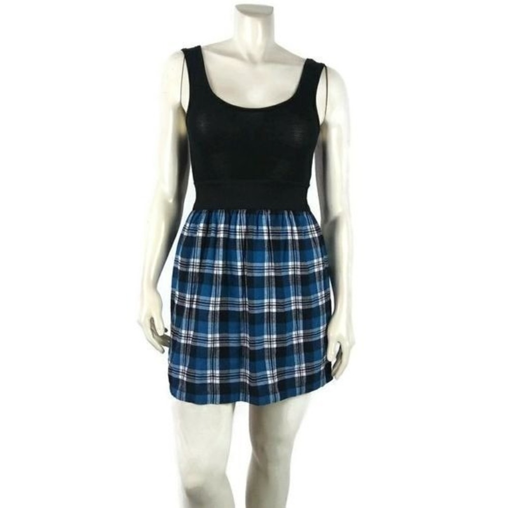 Max Rave Medium Black Plaid Basic Sleeveless Dress - image 2